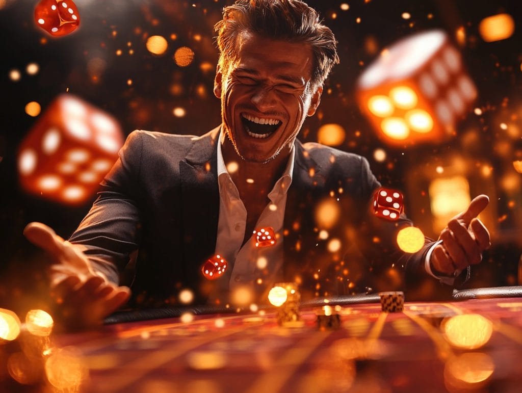 man happy after a huge win - background image